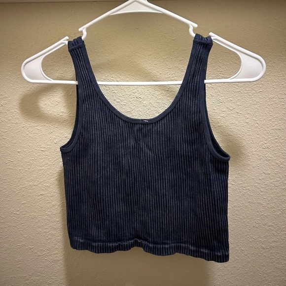 Garage Navy Ribbed Tank Top - Picture 2 of 2